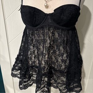 Victoria's Secret Sexy Little Things Black Lace Babydoll/Gothic/Grunge/Coquette